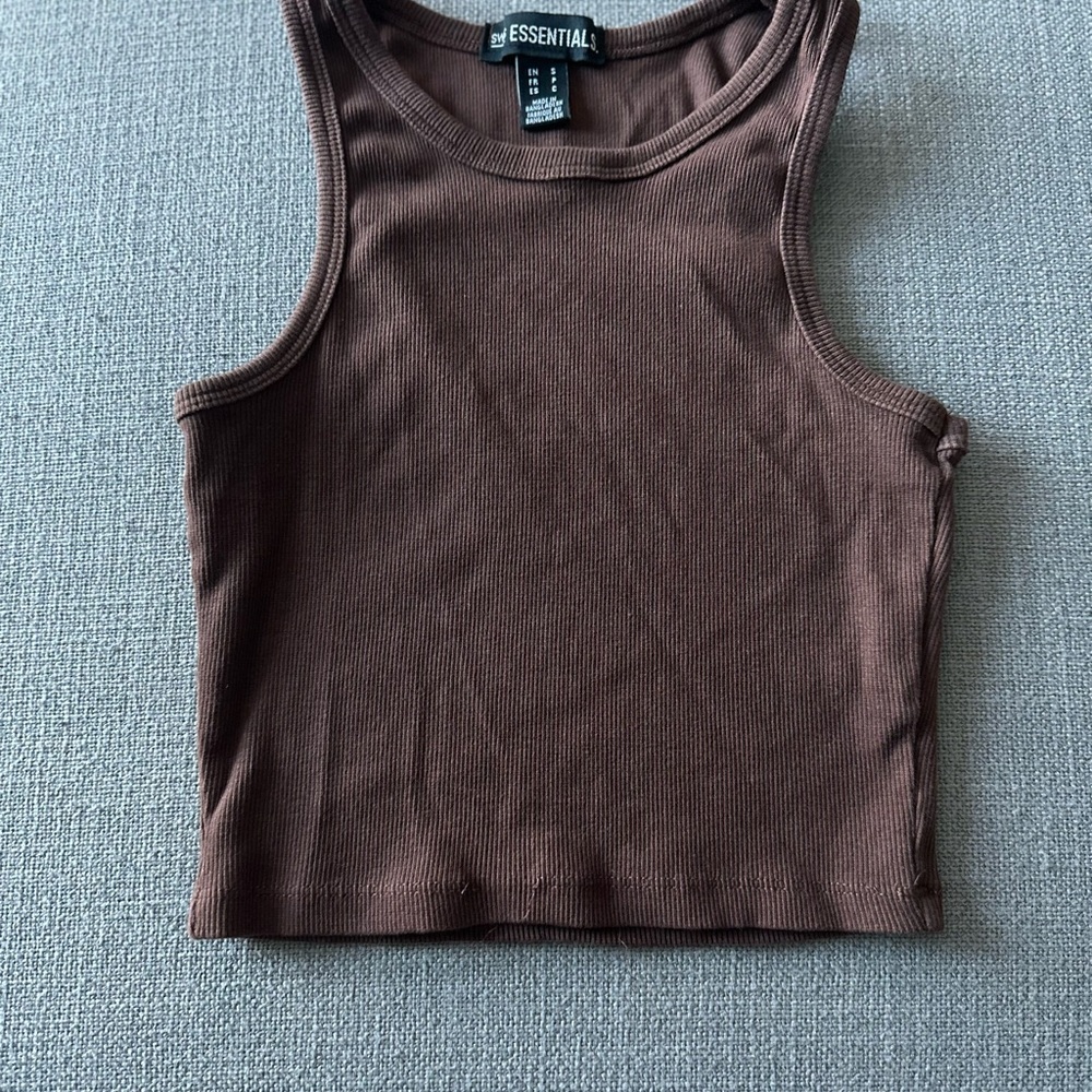 Essentials Chocolate Ribbed Tank Top